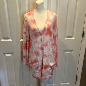 Torrid Pink & WhiteTie Dye lightweight Cardigan Sweater - Pockets size 8